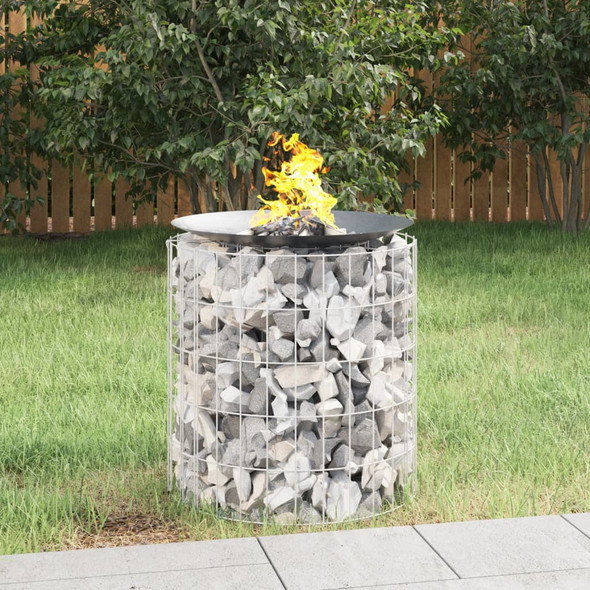 vidaXL Gabion Fire Pit Ø 50 cm Galvanised Iron