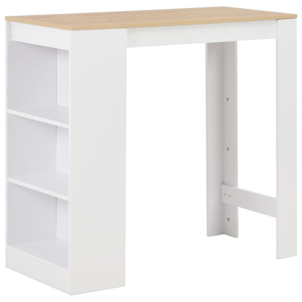 vidaXL Bar Table with Shelf White 110x50x103 cm