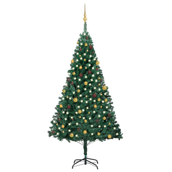 vidaXL Artificial Pre-lit Christmas Tree with Ball Set Green 240 cm
