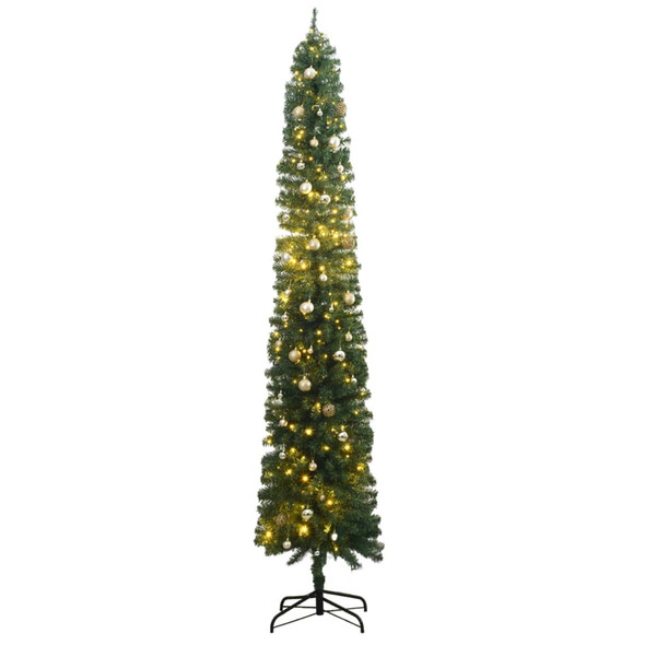 vidaXL Slim Christmas Tree 300 LEDs & Ball Set 270 cm