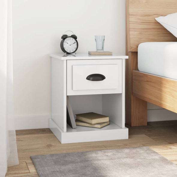 vidaXL Bedside Cabinets 2 pcs High Gloss White 39x39x47.5 cm Engineered Wood