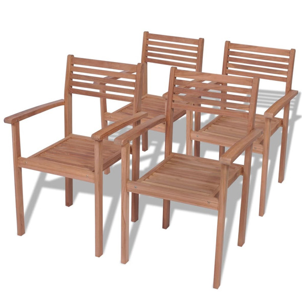 vidaXL Stackable Garden Chairs 4 pcs Solid Teak Wood