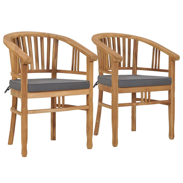 vidaXL Garden Chairs with Cushions 2 pcs Solid Teak Wood