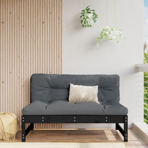 vidaXL Middle Sofa Black 120x80 cm Solid Wood Pine