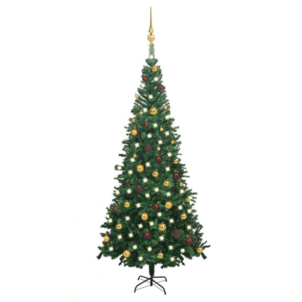 vidaXL Artificial Pre-lit Christmas Tree with Ball Set L 240 cm Green