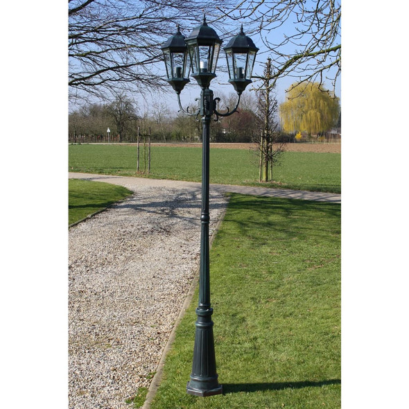 vidaXL Garden Light Post 3-arms 230 cm Dark Green/Black Aluminium