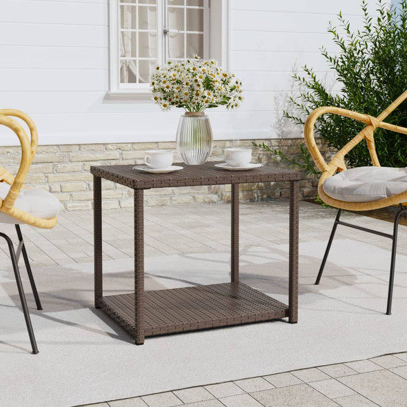 vidaXL Side Table Brown 55x45x49 cm Poly Rattan