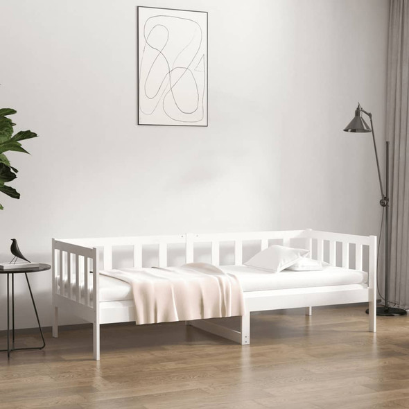 vidaXL Day Bed White 92x187 cm Single Size Solid Wood Pine