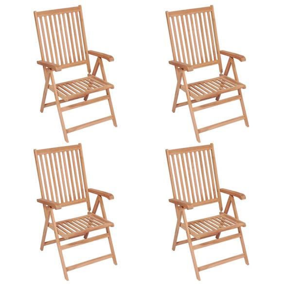 vidaXL Reclining Garden Chairs 4 pcs Solid Teak Wood