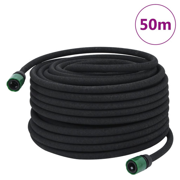 vidaXL Garden Soaker Hose Black 0.6" 50 m Rubber