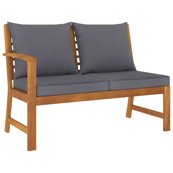 vidaXL Garden Bench 114.5 cm with Dark Grey Cushion Solid Acacia Wood