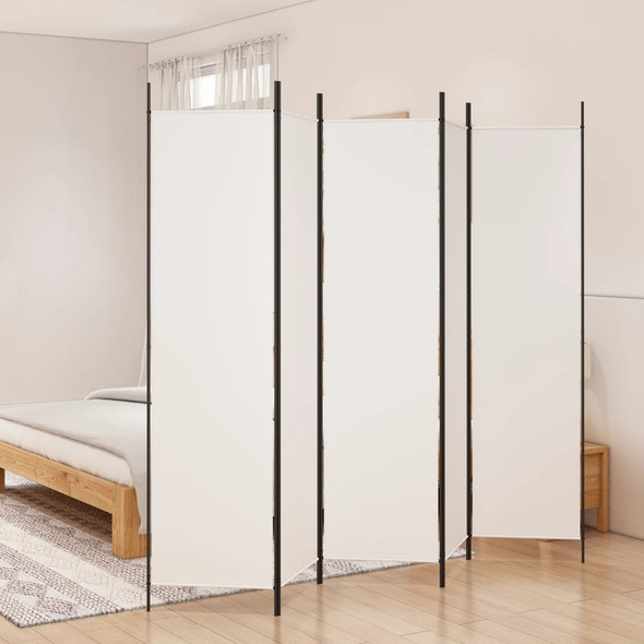 vidaXL 5-Panel Room Divider White 250x200 cm Fabric