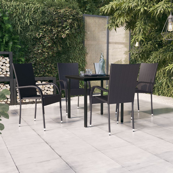 vidaXL 5 Piece Outdoor Dining Set Black