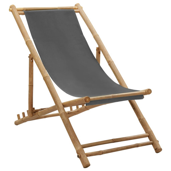 vidaXL Deck Chair Bamboo and Canvas Dark Grey