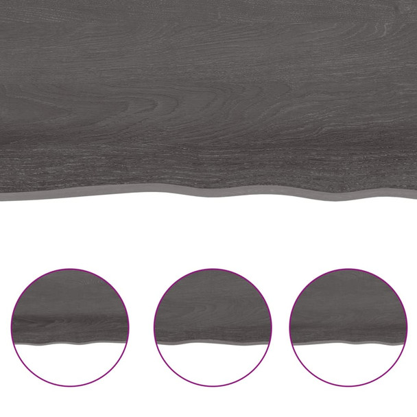Table Top Dark Grey 160x50x4 cm Treated Solid Wood Oak