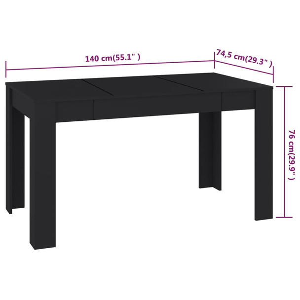 Dining Table Black 140x74.5x76 cm Engineered Wood