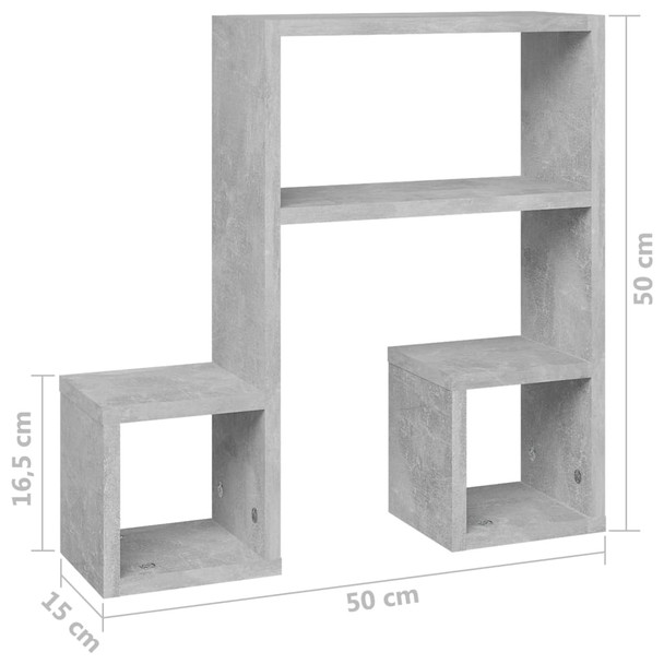 vidaXL Wall Shelves 2 pcs Concrete Grey 50x15x50 cm Engineered Wood