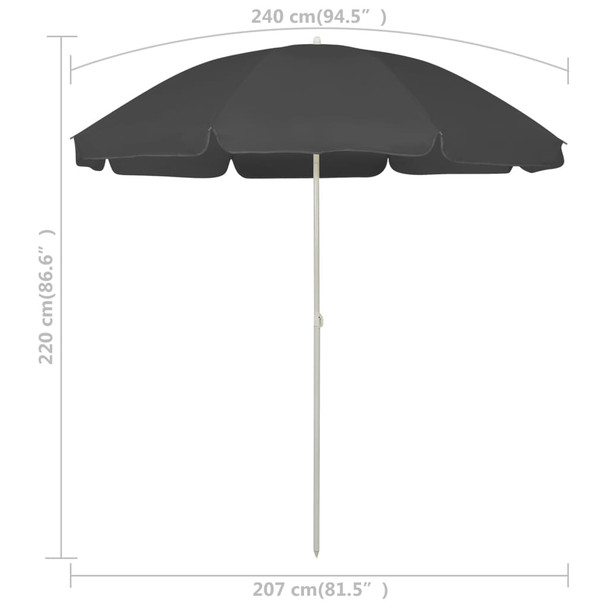 vidaXL Beach Umbrella Anthracite 240 cm