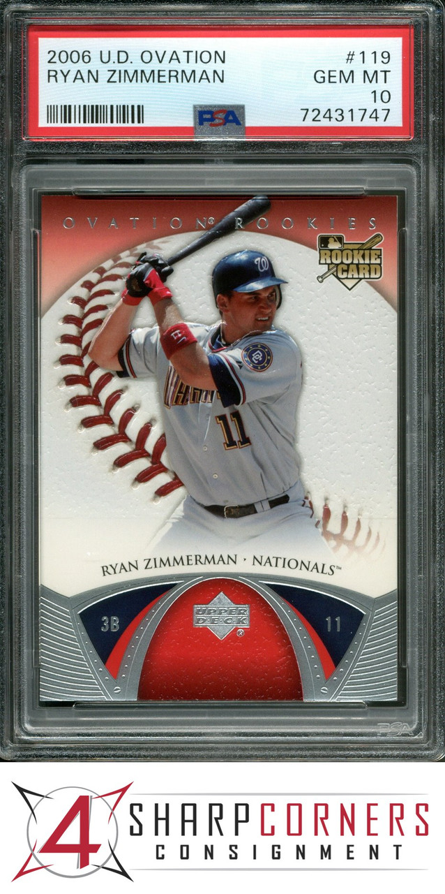 2006 FLEER #228 RYAN ZIMMERMAN RC NATIONALS LOW POP PSA 10 B3403863-570 - 4  Sharp Corners