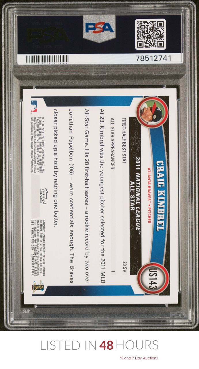 2011 Topps Update #us143 Craig Kimbrel Rc Braves Pop 6 Psa 10