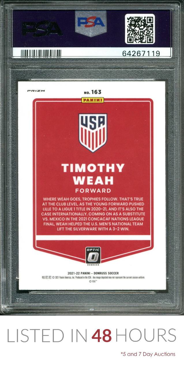 2021 DONRUSS ROAD QATAR OPTIC HOLO PRIZM TIMOTHY WEAH PSA 10