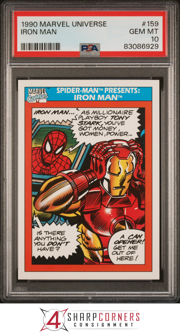 1990 MARVEL UNIVERSE #159 IRON MAN PSA 10 N3799383-929 - 4 Sharp