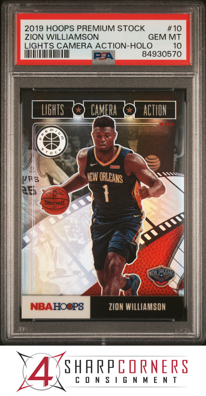 2019 HOOPS PREMIUM STOCK HOLO PRIZM #10 ZION WILLIAMSON RC PSA 10