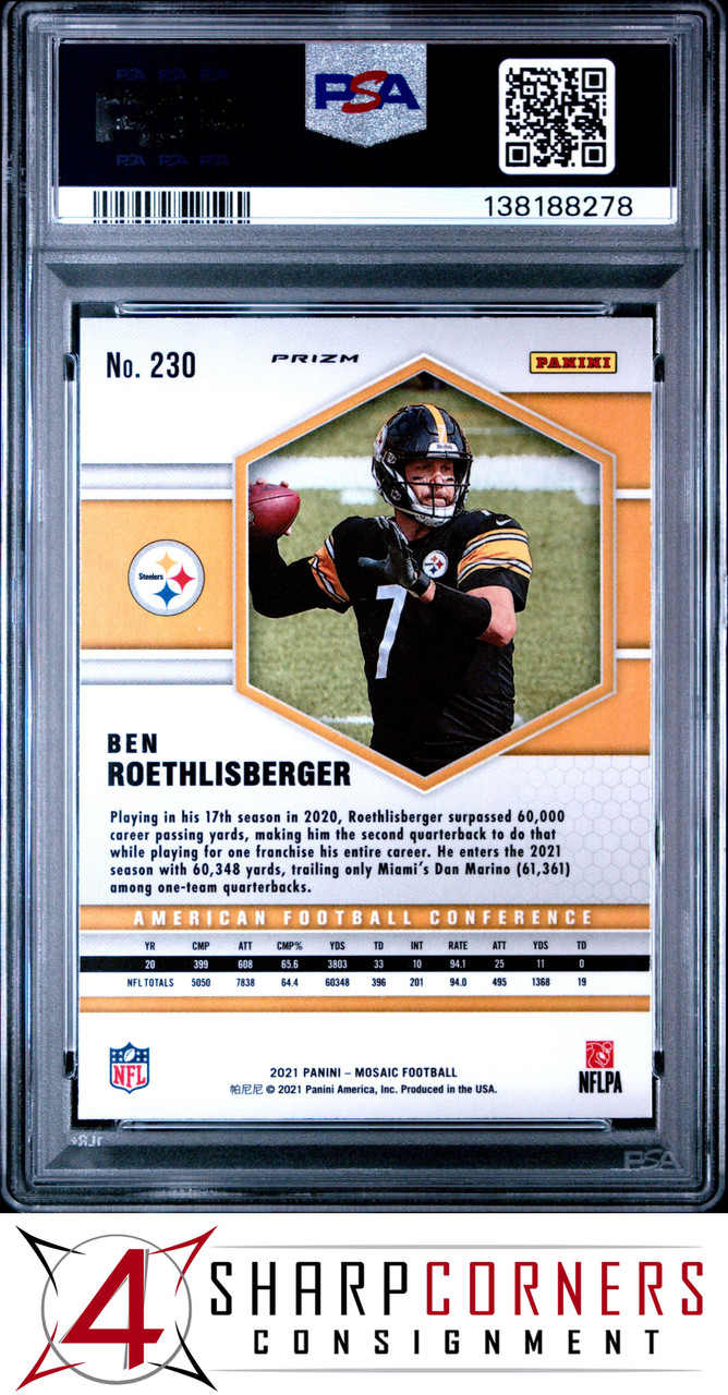 HOPE パネル レア物 2021 PANINI MOSAIC PRIZM #230 BEN ROETHLISBERGER POP 6 PSA 10 - 4