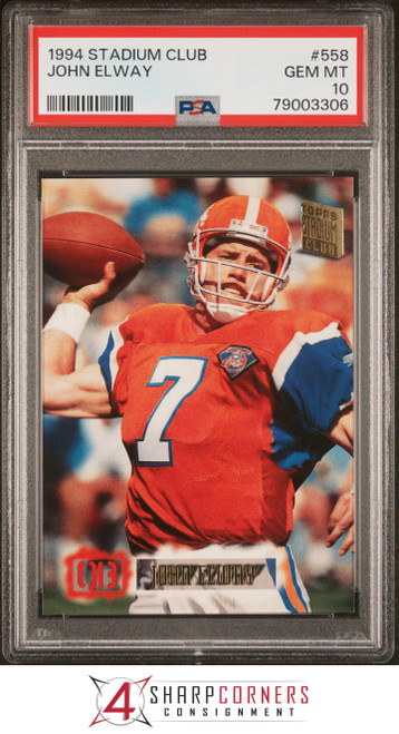 1998 PLAYOFF ABSOLUTE RETAIL #1 JOHN ELWAY HOF POP 4 PSA 10 F3611733-680 -  4 Sharp Corners