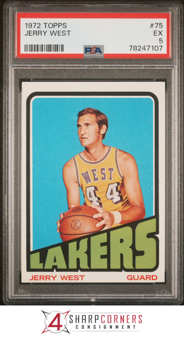 1972 TOPPS #75 JERRY WEST LAKERS HOF PSA 6 K3720005-109 - 4 Sharp