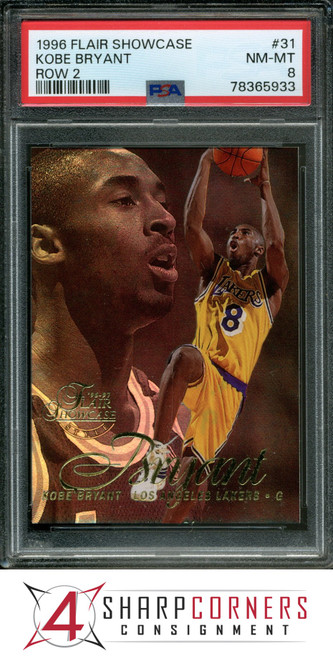 1996 FLAIR SHOWCASE ROW 2 #31 KOBE BRYANT RC LAKERS HOF PSA 8