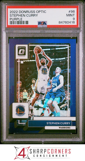 2022 DONRUSS OPTIC PURPLE PRIZM #96 STEPHEN CURRY POP 4 PSA 9