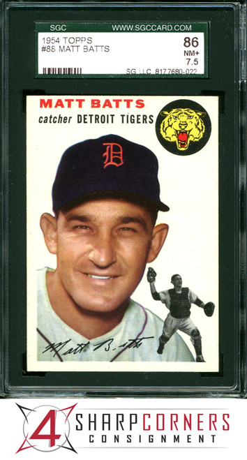 1954 TOPPS #88 MATT BATTS TIGERS SGC 7.5 NM+ 86 B1000728-022