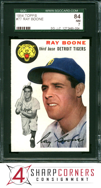 1954 TOPPS #77 RAY BOONE TIGERS SGC 7 NM 84 B1000743-004