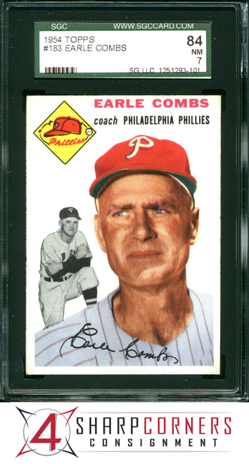 1954 TOPPS #183 EARLE COMBS PHILLIES HOF SGC 7 NM 84 B1000765-101