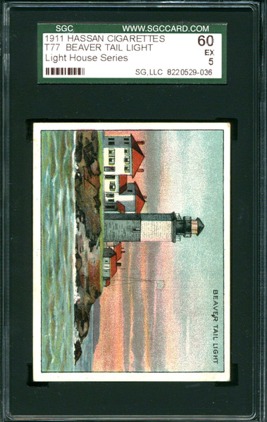 1911 T77 HASSAN CIGARETTES LIGHT HOUSE BEAVER TAIL SGC 60 EX 5 N1000336-036