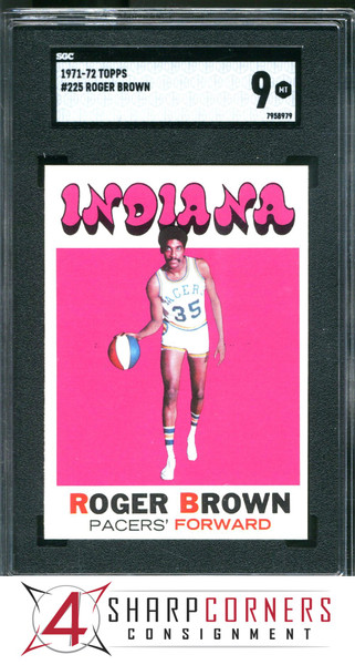1971 TOPPS #225 ROGER BROWN RC PACERS HOF SGC 9 K1001046-979