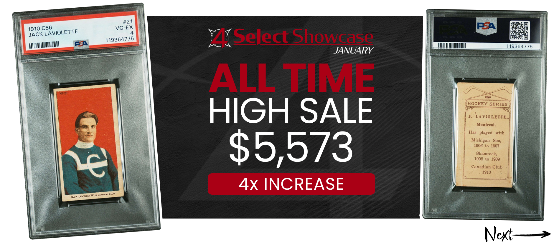 1910 C56 IMPERIAL TOBACCO 21 JACK LAVIOLETTE RC HOF PSA 4 SET BREAK