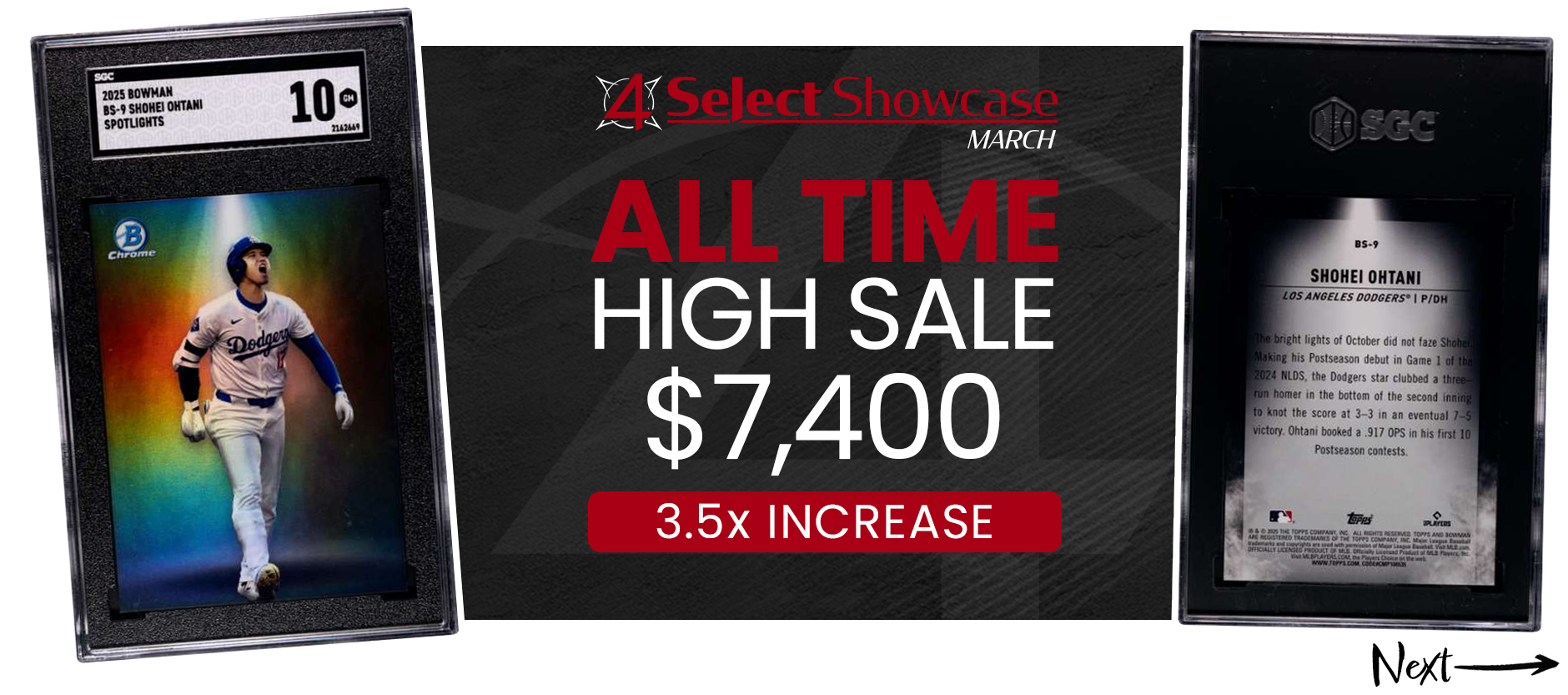 2025 BOWMAN SPOTLIGHTS BS-9 SHOHEI OHTANI DODGERS POP 2 SGC 10