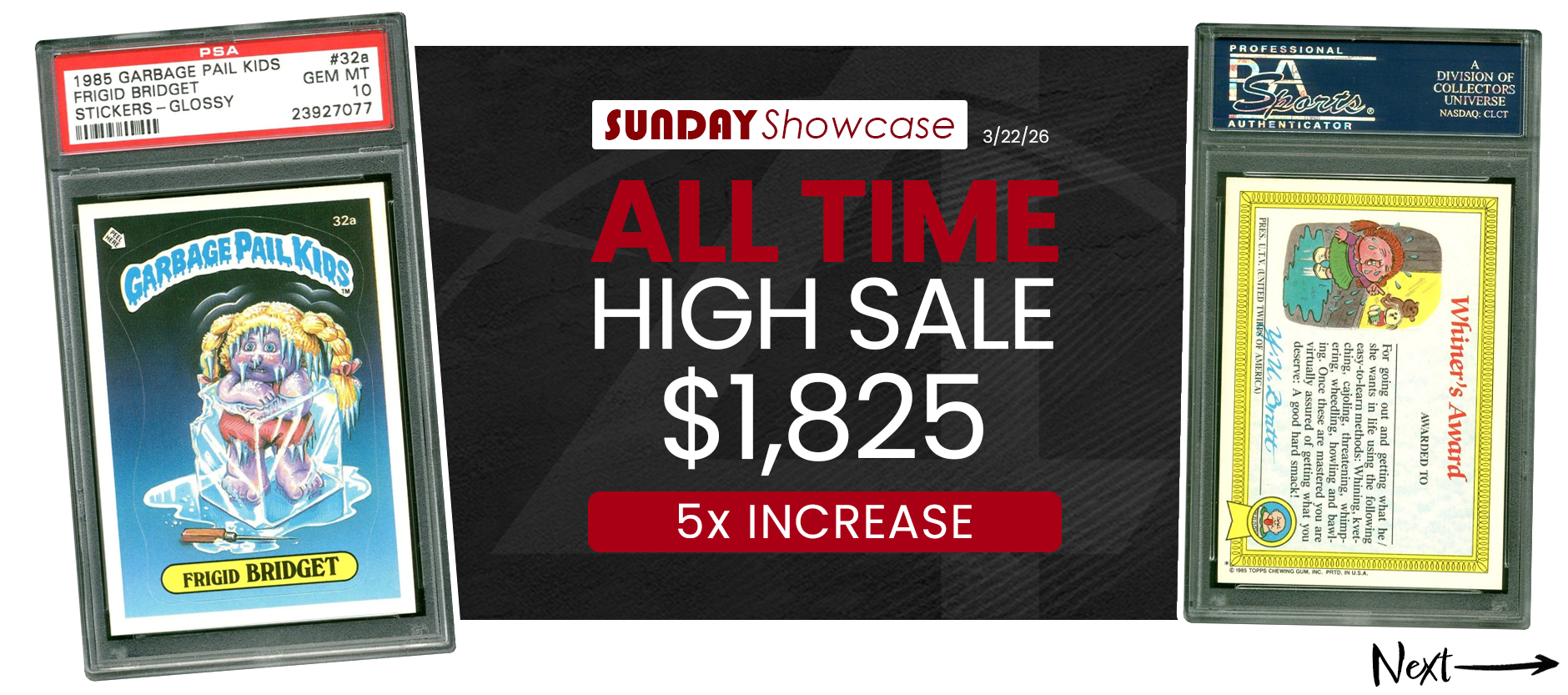 1985 GARBAGE PAIL KIDS STICKERS GLOSSY 32a FRIGID BRIDGET SERIES 1 PSA 10