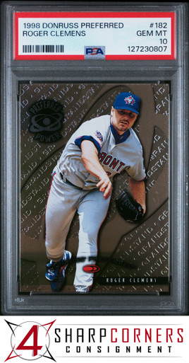 1998 DONRUSS PREFERRED #182 ROGER CLEMENS POP 6 PSA 10 - 4 Sharp Corners