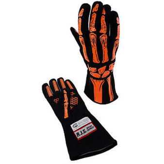 RJS600090141 Single Layer Orange Skeleton Gloves Medium