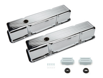 RPCR6130C SBC Aluminum Valve Cover Chrome Ball Milled Pair