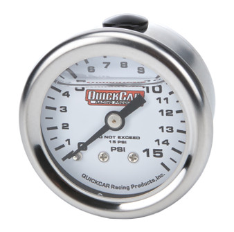 QRP611-9015 Pressure Gauge 0-15 PSI 1.5in Liquid Filled