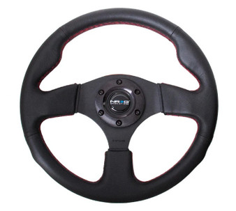 NRGRST-012R-RS Steering Wheel 320mm Flt Bottom Black Leather