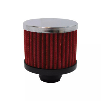 RPCR9308RED Valve Cover Breather 3in Tall Push In Chrome/Red