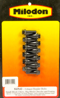 MIL84542 Header Bolt Kit - SBC 6pt. 3/8in x  1in