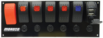 MOR74194 Rocker LED Switch Panel w/Breakers & USB Ports