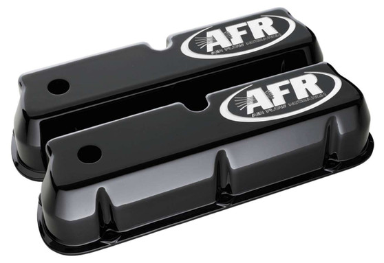 AFR6715 SBF Tall Alum Valve Cvr Black w/AFR Logo