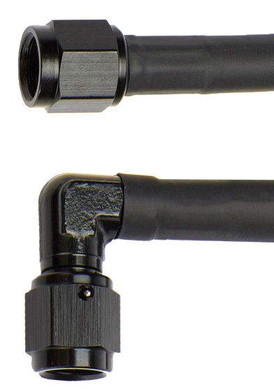 ALL48400 Coated Braided Line 12in #4 Hose -4 90 Deg/-4 Str